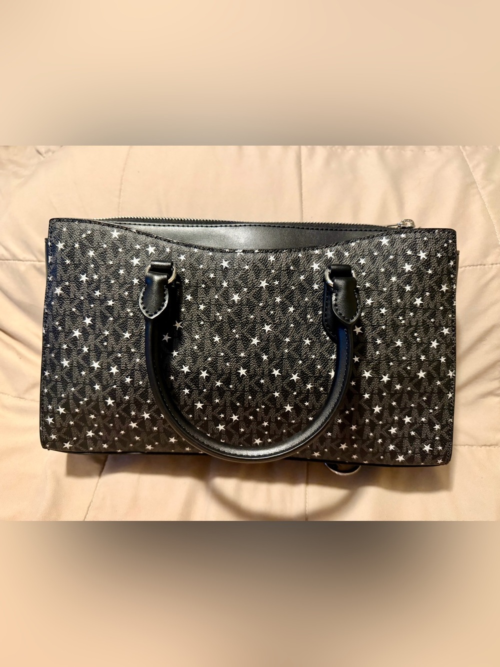 Michael Kors Black Star-Print Arden Leather Satchel with matching wallet - Picture 8 of 13